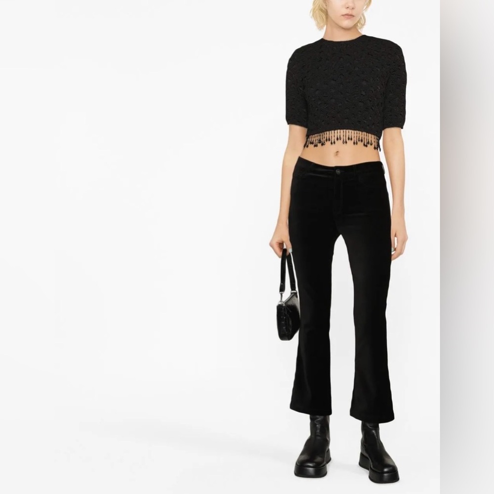 PAIGE Claudine Midrise Velvet Flare Ankle Pants Sz 26